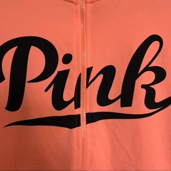 VS PINK Ultimate Deep Zip Coral Pink Pullover Small - Picture 2 of 5